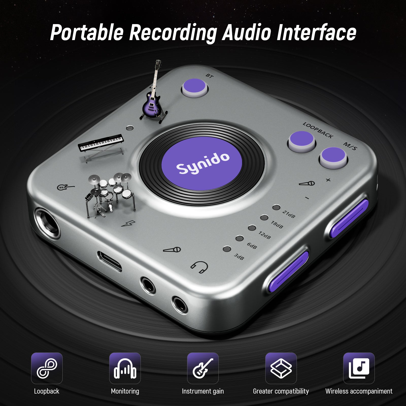 Synido Live Dock A20 Audio Interface Music Recording Sound Card